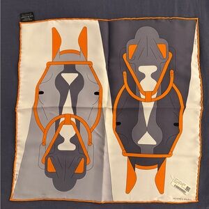 BRAND NEW RARE HERMES SILK POCKET SQUARE